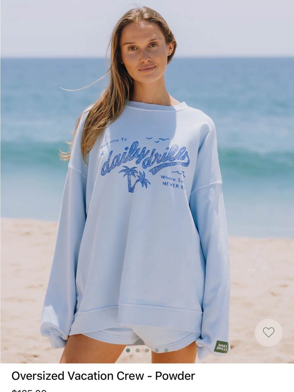 NWT Daily Drills Oversized Vacation Crew Sweatshirt - Powder Blue